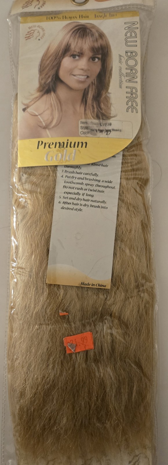 New Born Free Premium Gold Wet & Wavy Human Hair Weft 10in EW10