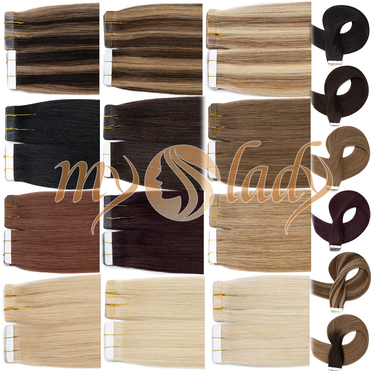 10/20/40/60PCS Tape In Real Remy Human Hair Extensions THICK Full Head Skin Weft