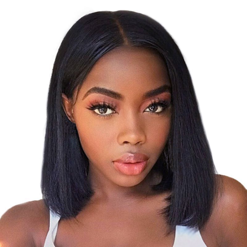 1 Set For Lady Girl Bob Wig Women’s Short Straight Full Hairs Lace Front Black