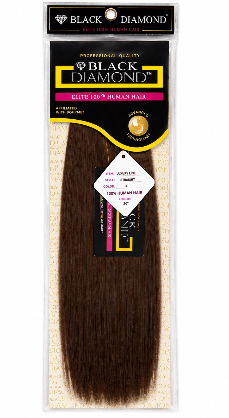 Black Diamond Elite 100% Human Bulk Hair Straight Extension 20” Color 4