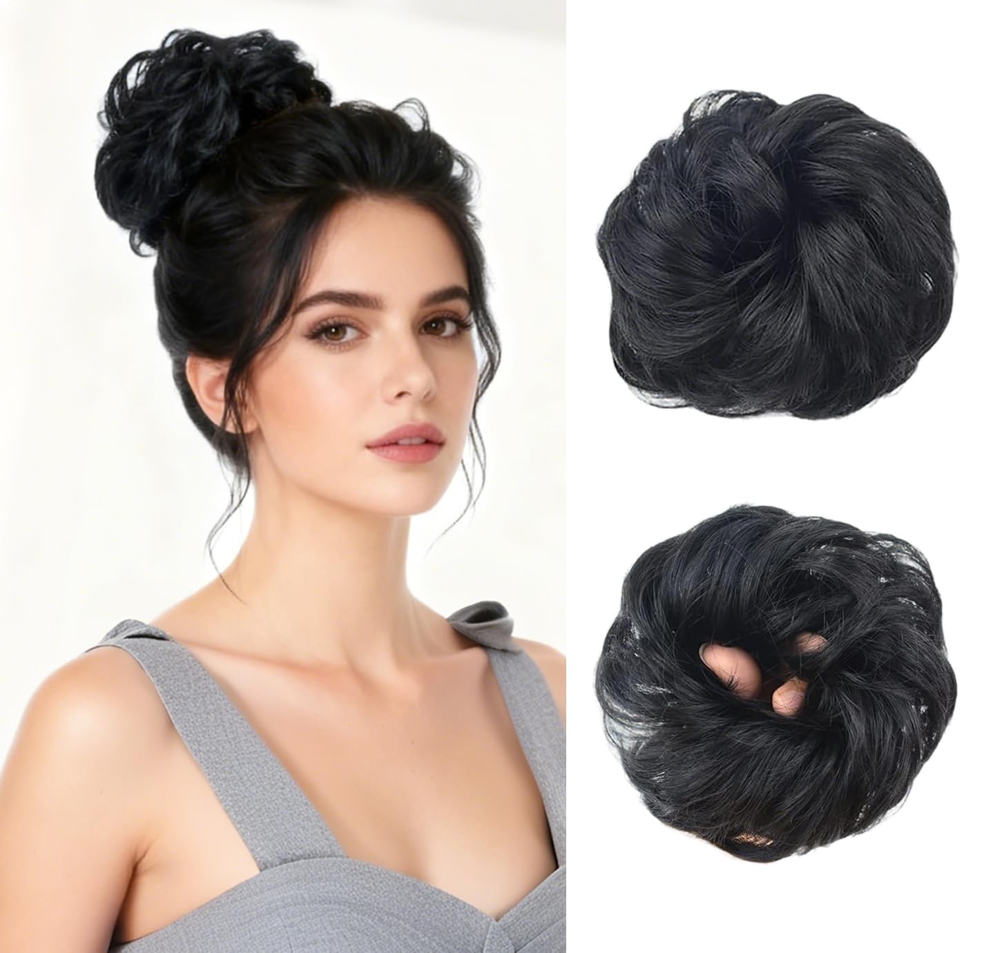 35g Medium-Thick Messy Bun Hair Piece Wavy Curly Synthetic Chignon Scrunchie …