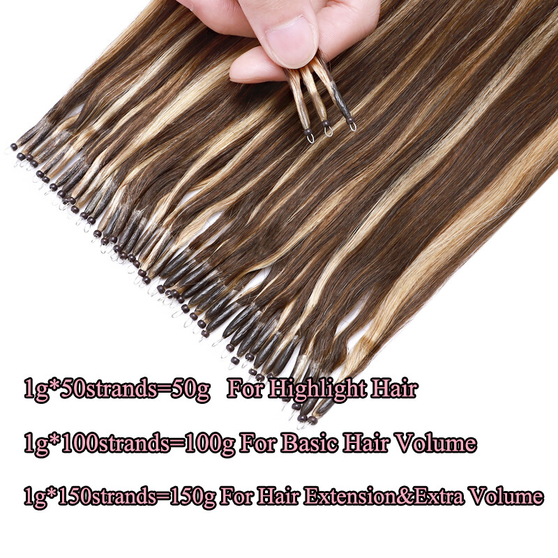 1G THICK Nano Ring 100% Remy Human Hair Extensions Nano Bead Microlink Highlight