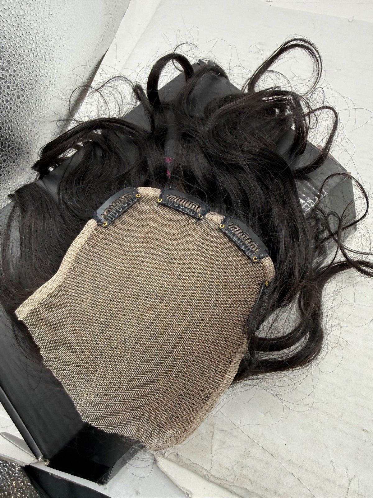 Men’s Toupee Human Hair Piece 10×8 Spanish Curly Wave Replacement System Jet