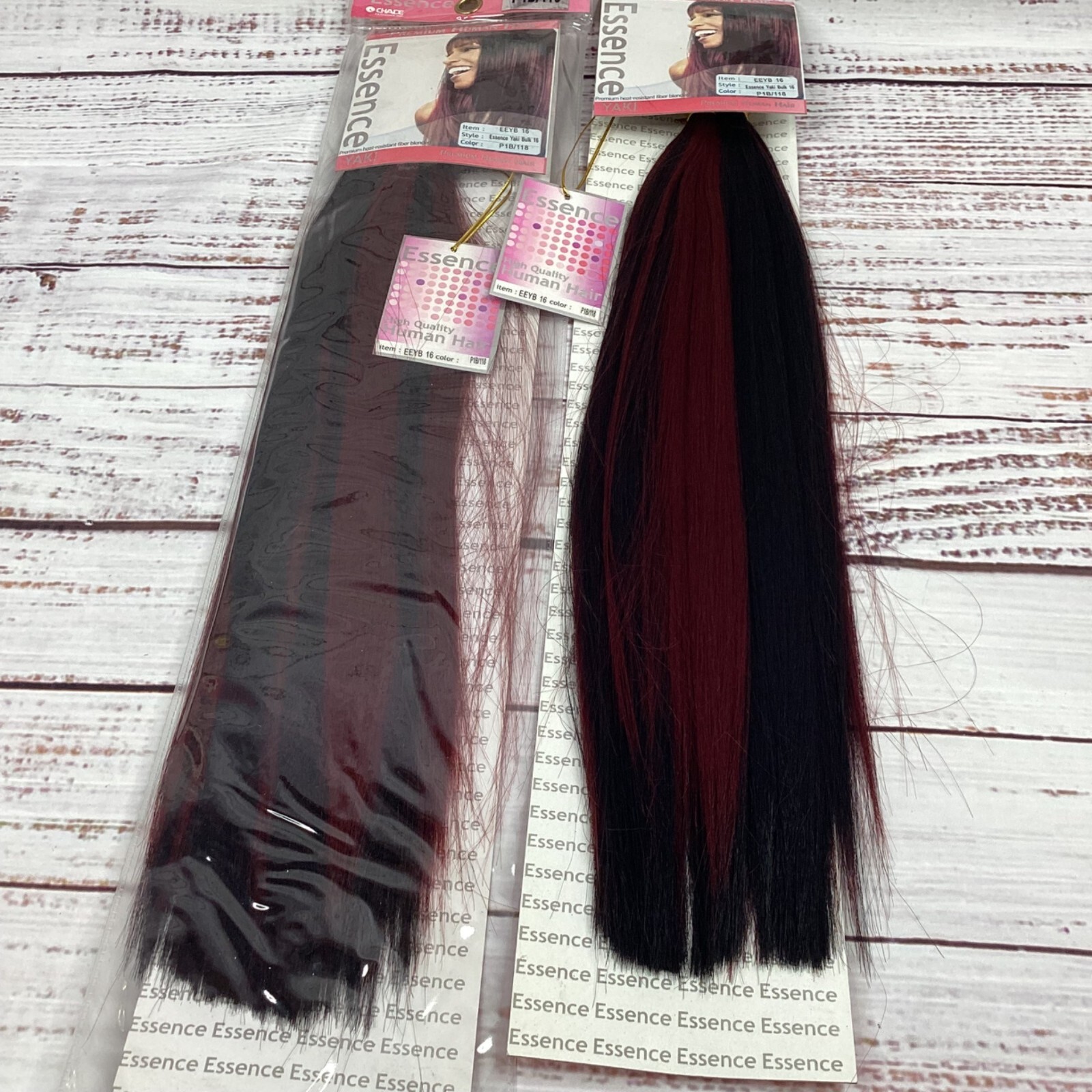 2 Packs Essence #P1B/118 Burgundy Yaki Bulk 16” Micro Braiding Blend Hair