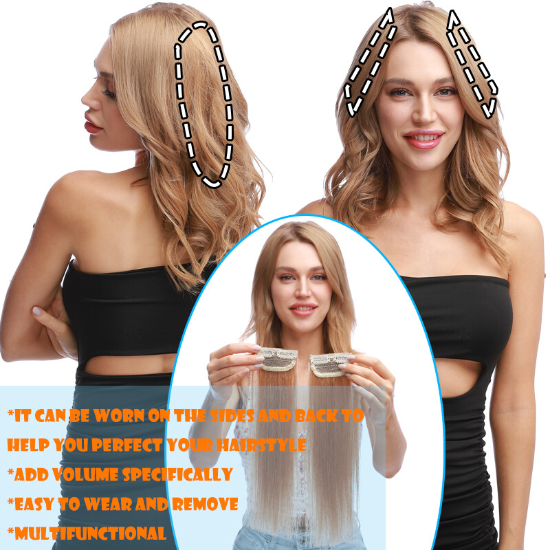 4in-12in Pad High Human Hair Root Clip In Real Hair Extensions Patches Hairpiece