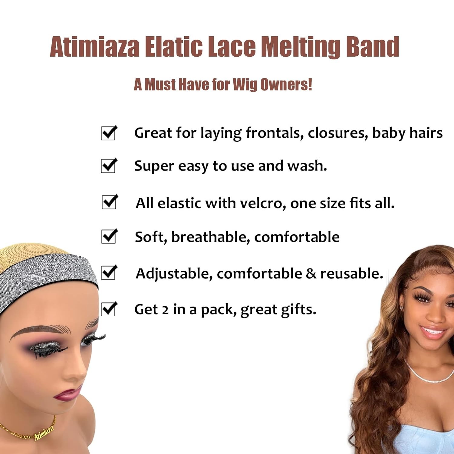 Effortless Lace Melting with 2 Adjustable Elastic Wig Bands – Silver Design