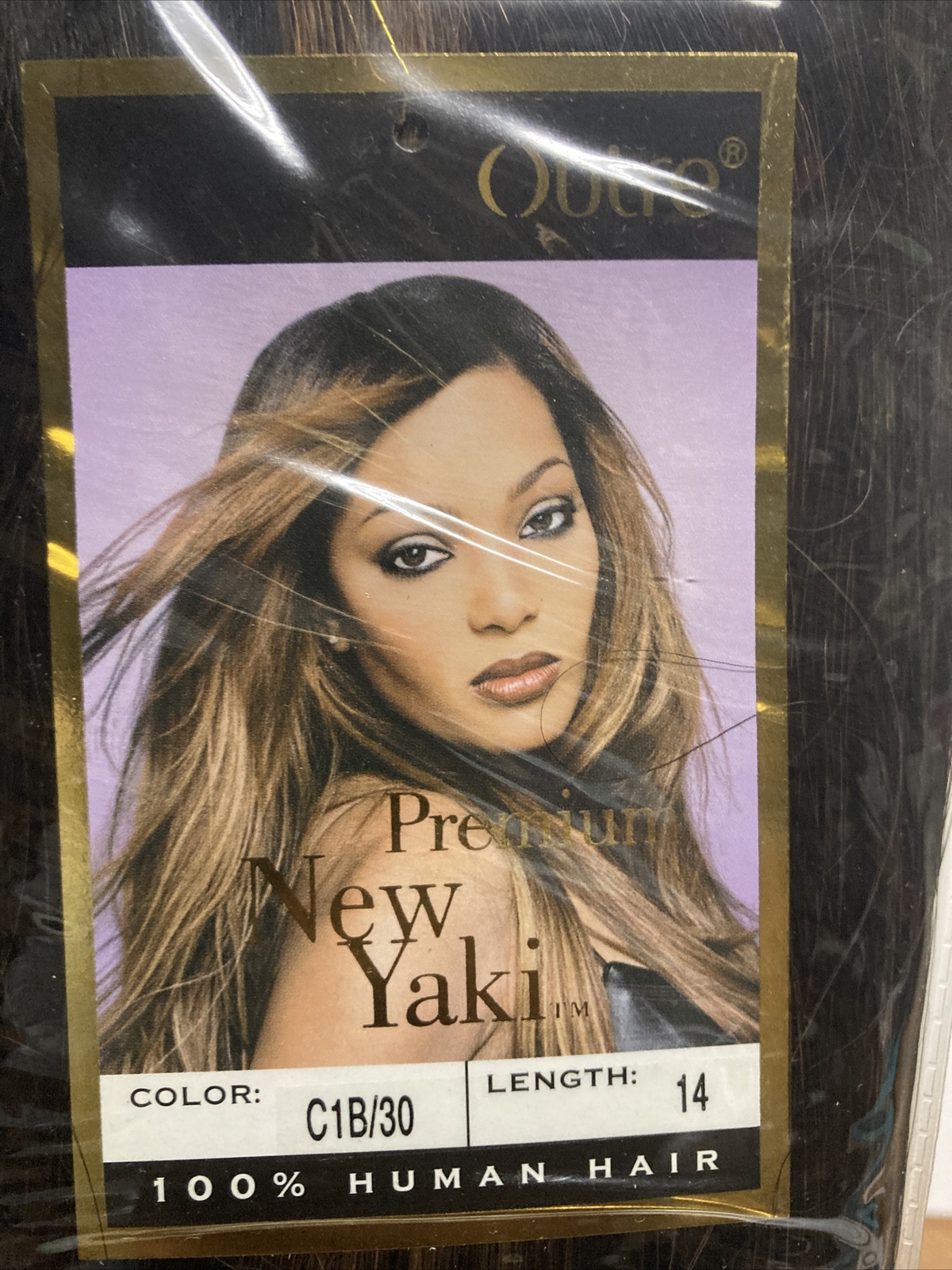 2 PACKS OUTRE PREMIUM NEW YAKI 100% Human Hair for Weaving 14″ Color: C1B/30