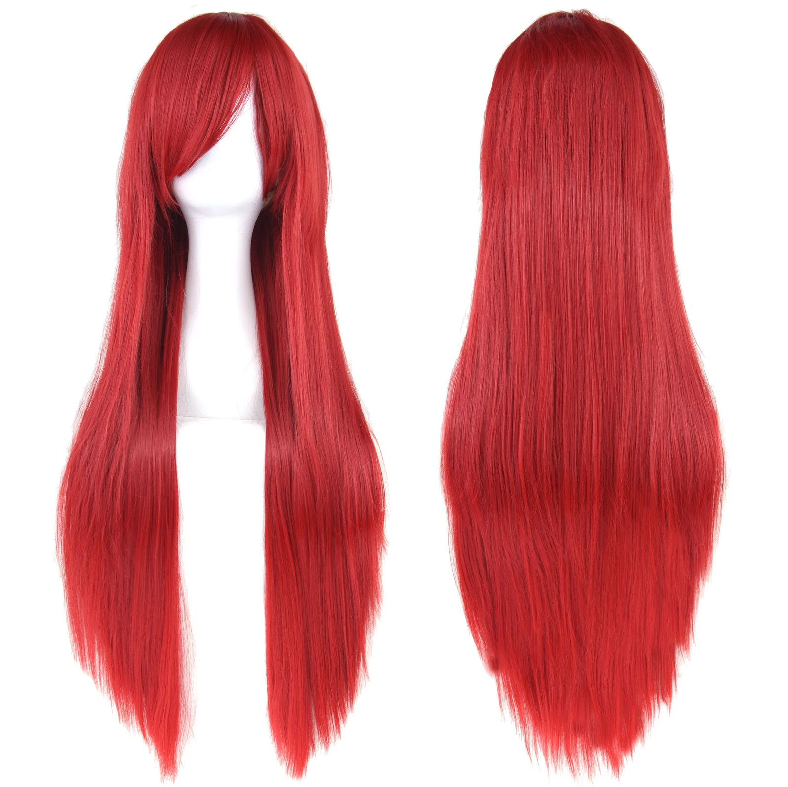 Long White Purple Black Straight Synthetic Cosplay Wig Party Hairpiece for Women