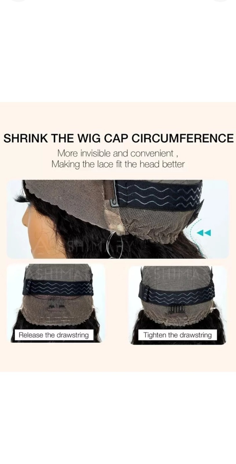 New 16″ Ashimary Human Hair Invisi-Strap Water Wave 360 Lace Frontal Wig 1B
