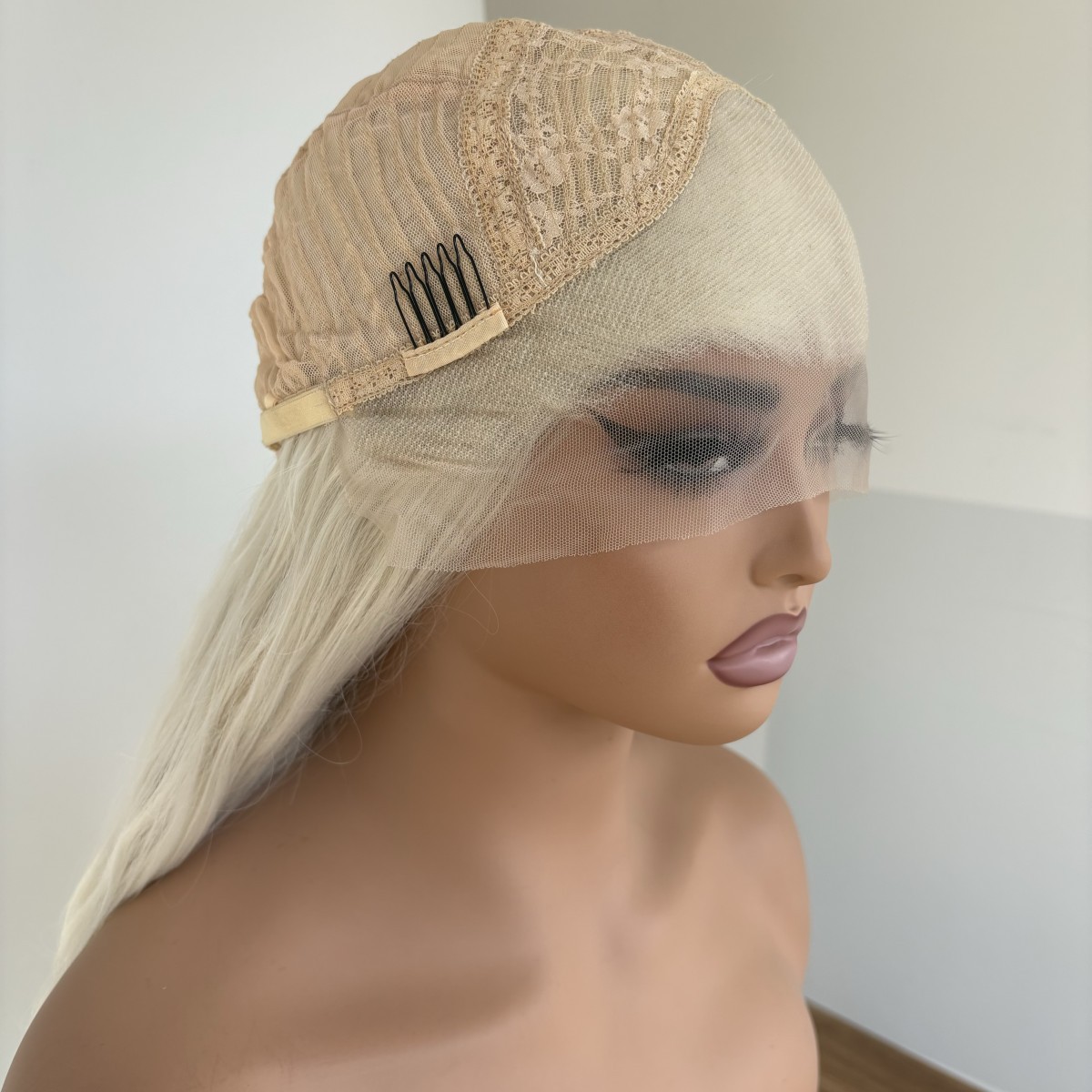 Platinum blonde Frontal Lace Wig Long Wavy Natural Heat Resistant Synthetic Hair