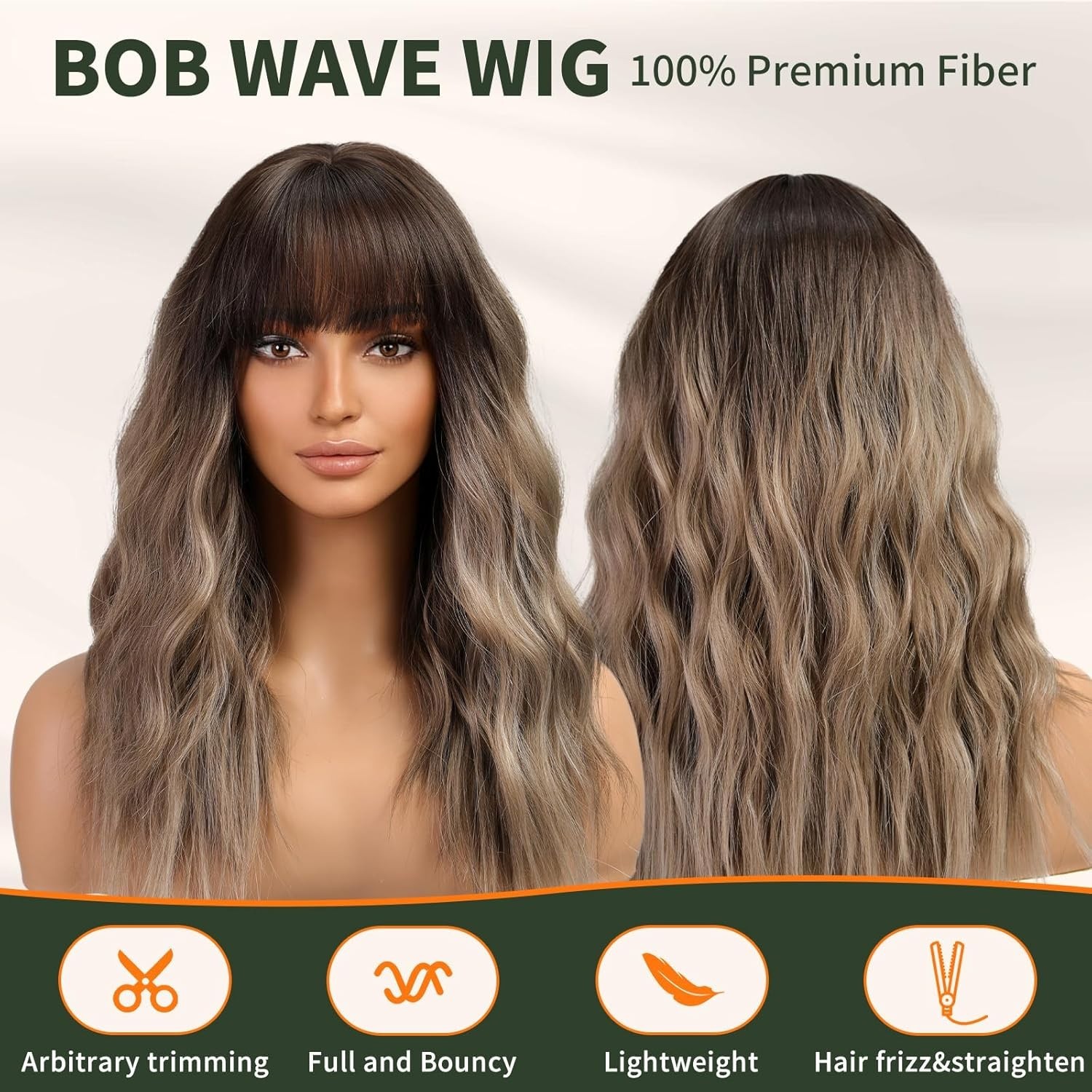 Modern Brown Shoulder-Length Curly Wig with Bangs – Versatile & All-Day Comfort