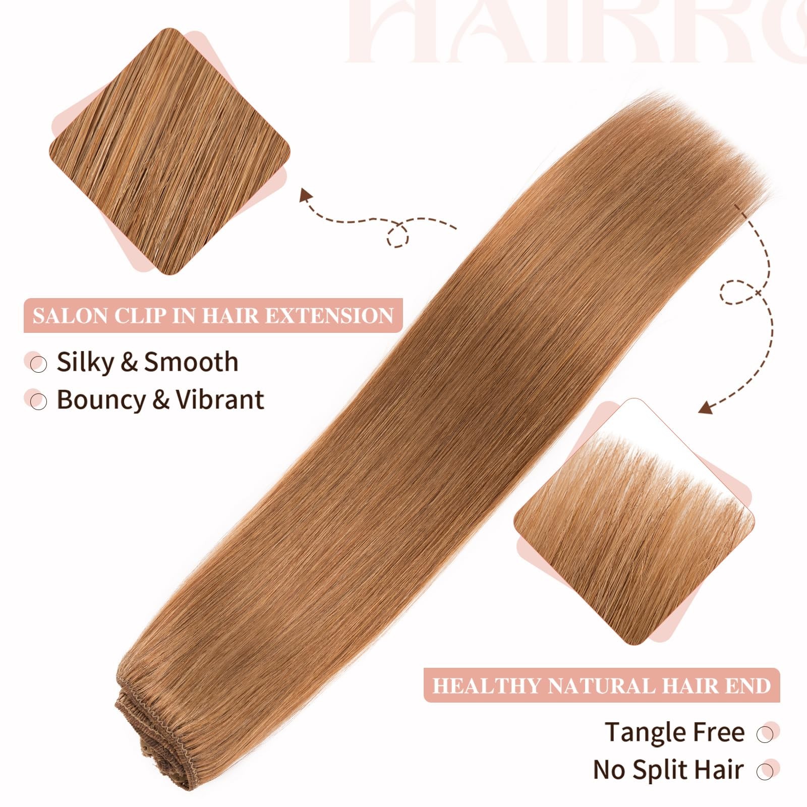 Hairro Clip In Hair Extensions 100 Real Human Hair 12 Inch 55G 8 Pcs 18 Clips
