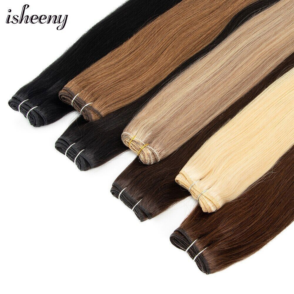 Weft Human Hair Extensions Sew in Wefts Premium Remy Hair Weave Full Head 100gr