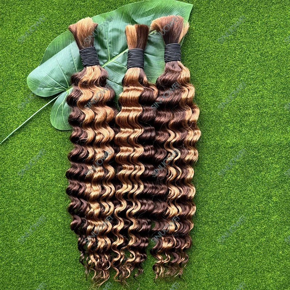 P4/27 Honey Blonde Deep Wave Braiding Human Hair No Weft Hair Extension Bundles