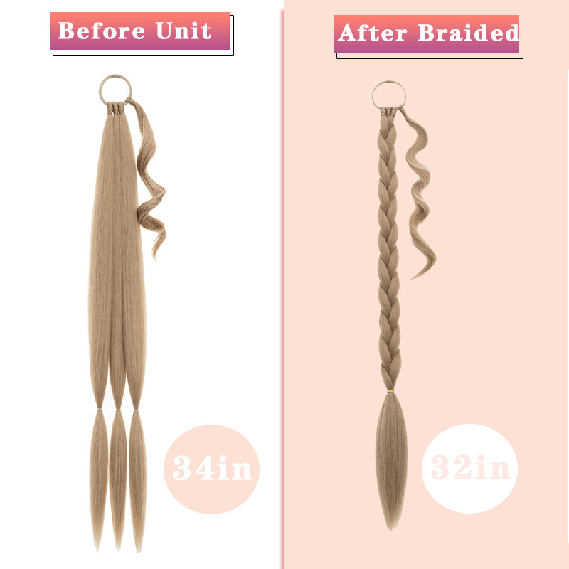 Mega Long 34in DIY Braids Ponytail Tie Wrap On Braid Pony Tail Hair Extensions