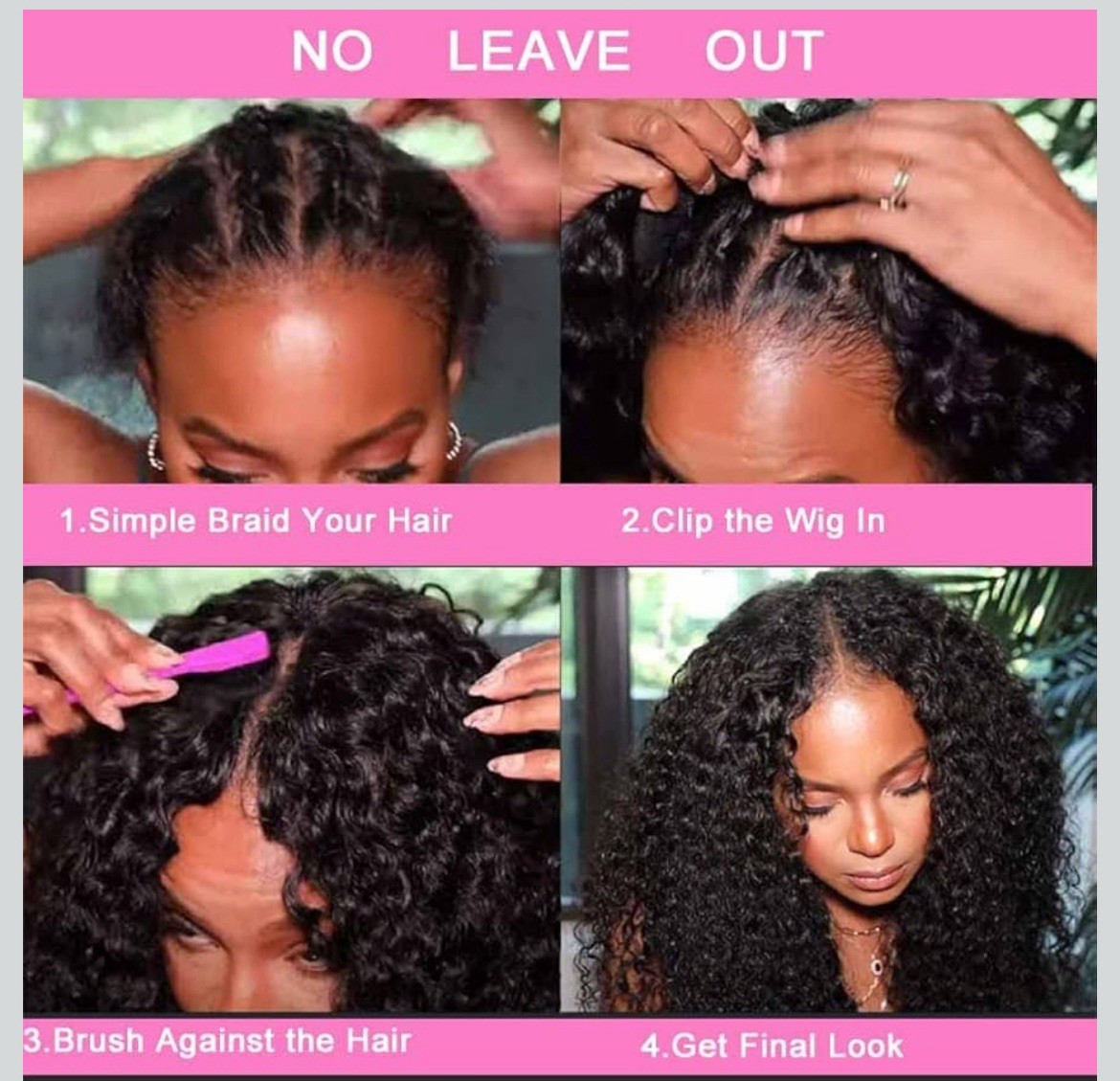 Domiso V Part Wig Human Hair Kinky Curly 16 Inch 180% Density Glueless U Part