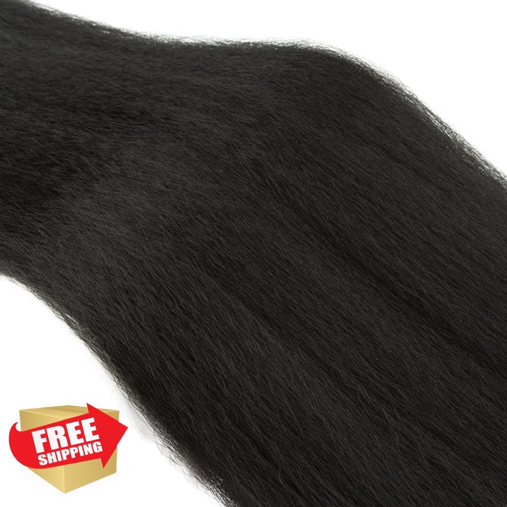 Weeybay 16-20 Inch 1B Black Yaki Kinky Straight Hair