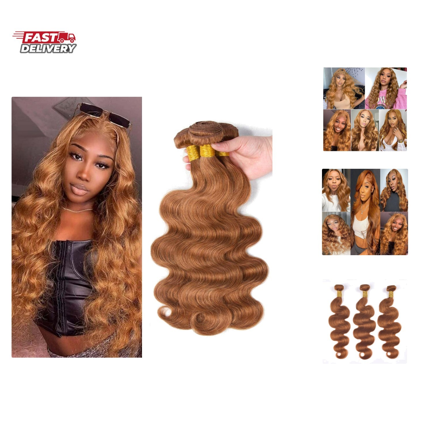 26 28 30 Inch Color 30 Human Hair Bundles Borwn Bundles Body Wave Bundles Hum…