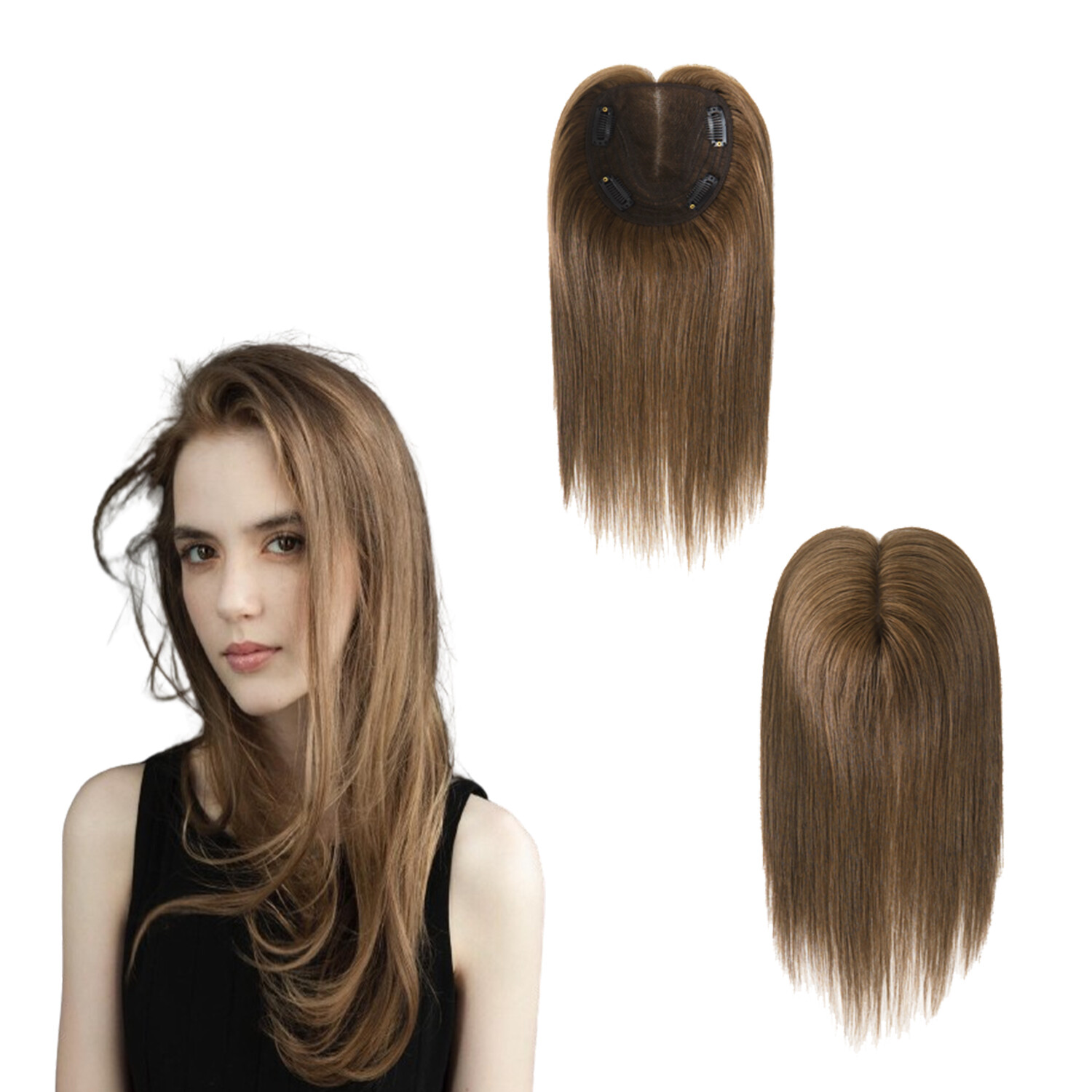 Topper for Women Durable Lace Toupee Human Hair Top Pieces TP79