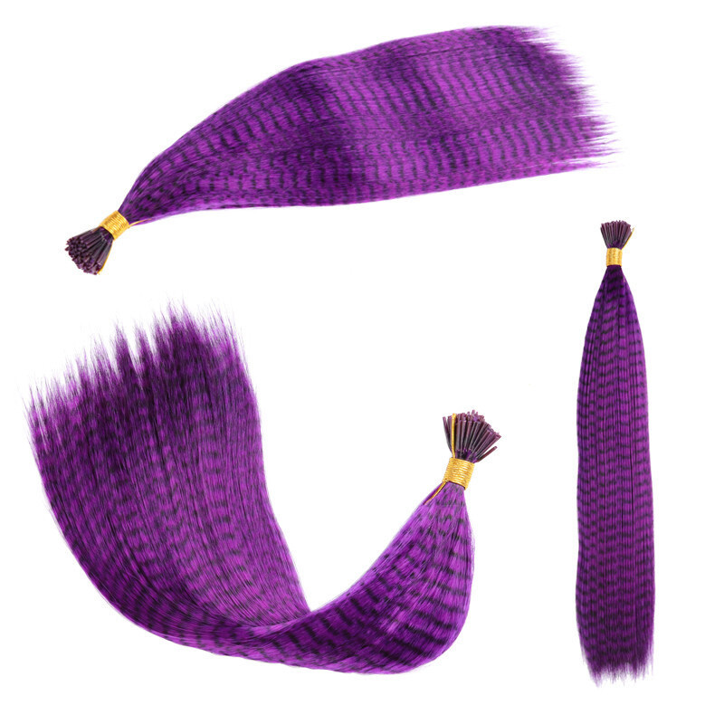 Wig Colorful Feather High-Temperature Fiber Feather Stripe Hair