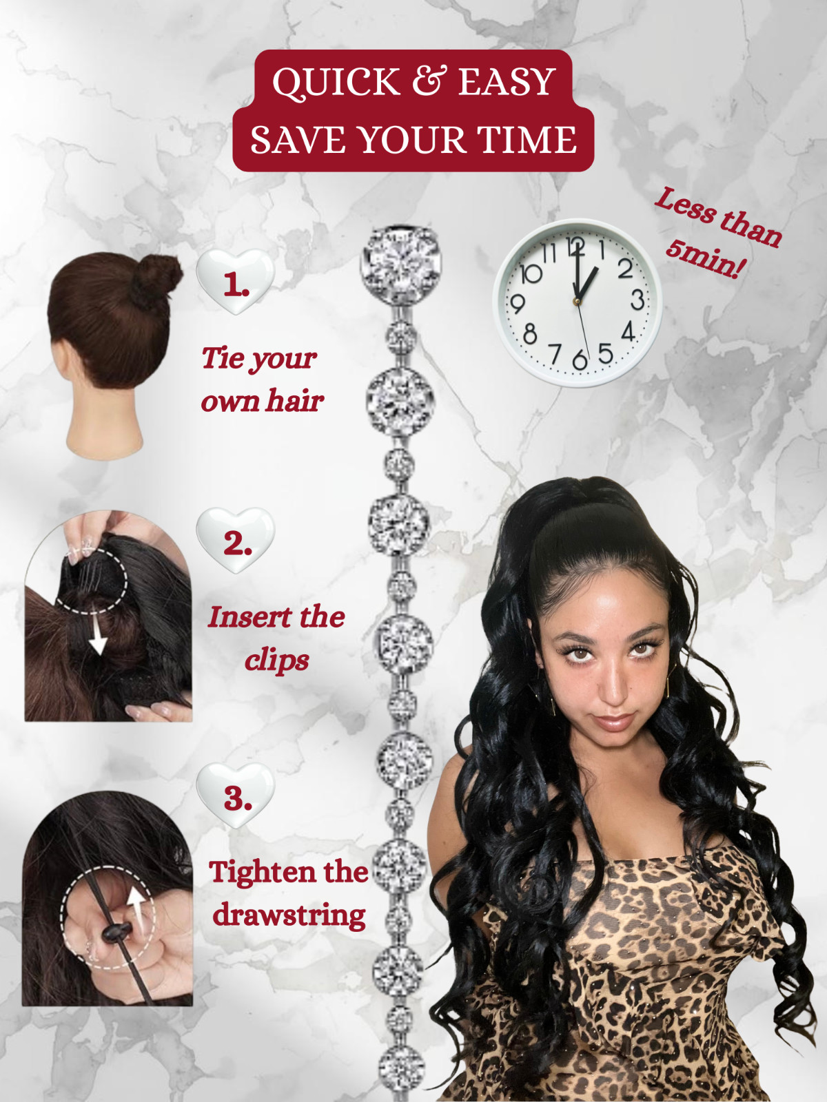 New- Rio Girl 26 inch Drawstring Ponytail Extension 1B (Natural Black)