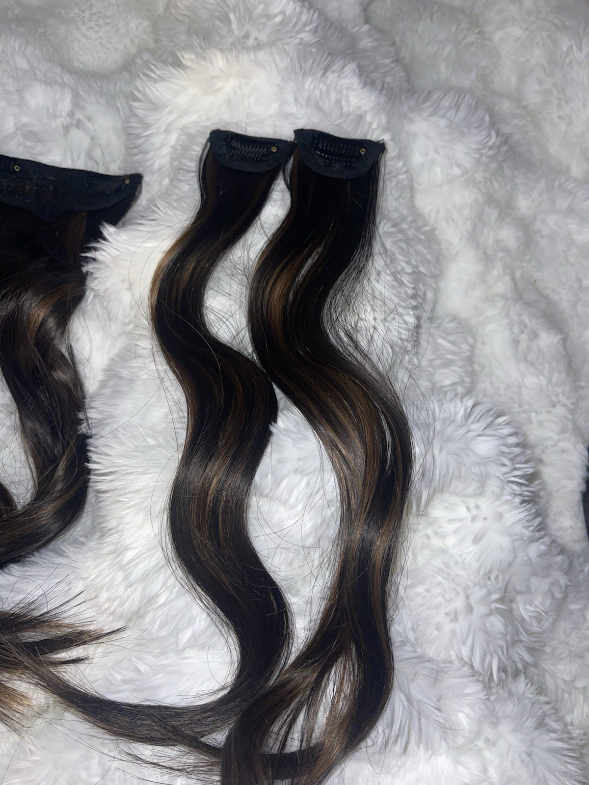 6 Piece 16 Inch Loose Body Wave Synthetic Highlighted Clip In Hair Extensions