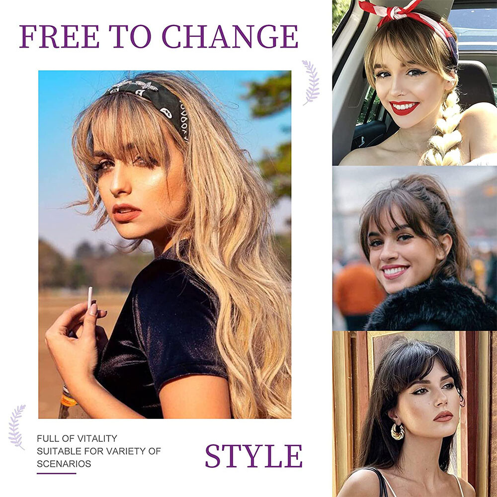 Highlight Bangs Clip in on Hair Extensions Thick/Thin Fringe As Human Hairpiece