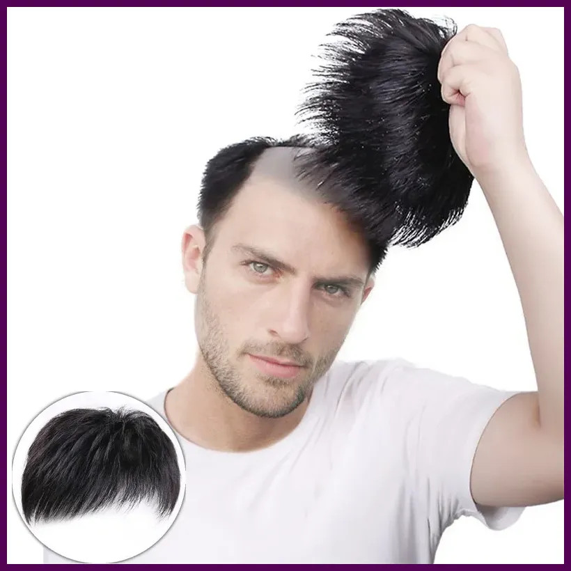 Best-selling wig men’s short hair inch top hair patch wig piece synthetic fiber