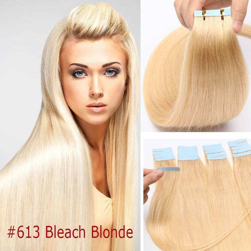 Russian Tape In Wavy Hair 10-80pcs Remy Human Hair Extensions Skin Weft THICK US