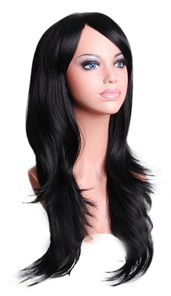 Wigs 28″ Long Wavy Hair Heat Resistant Cosplay Wig for Women (Black)