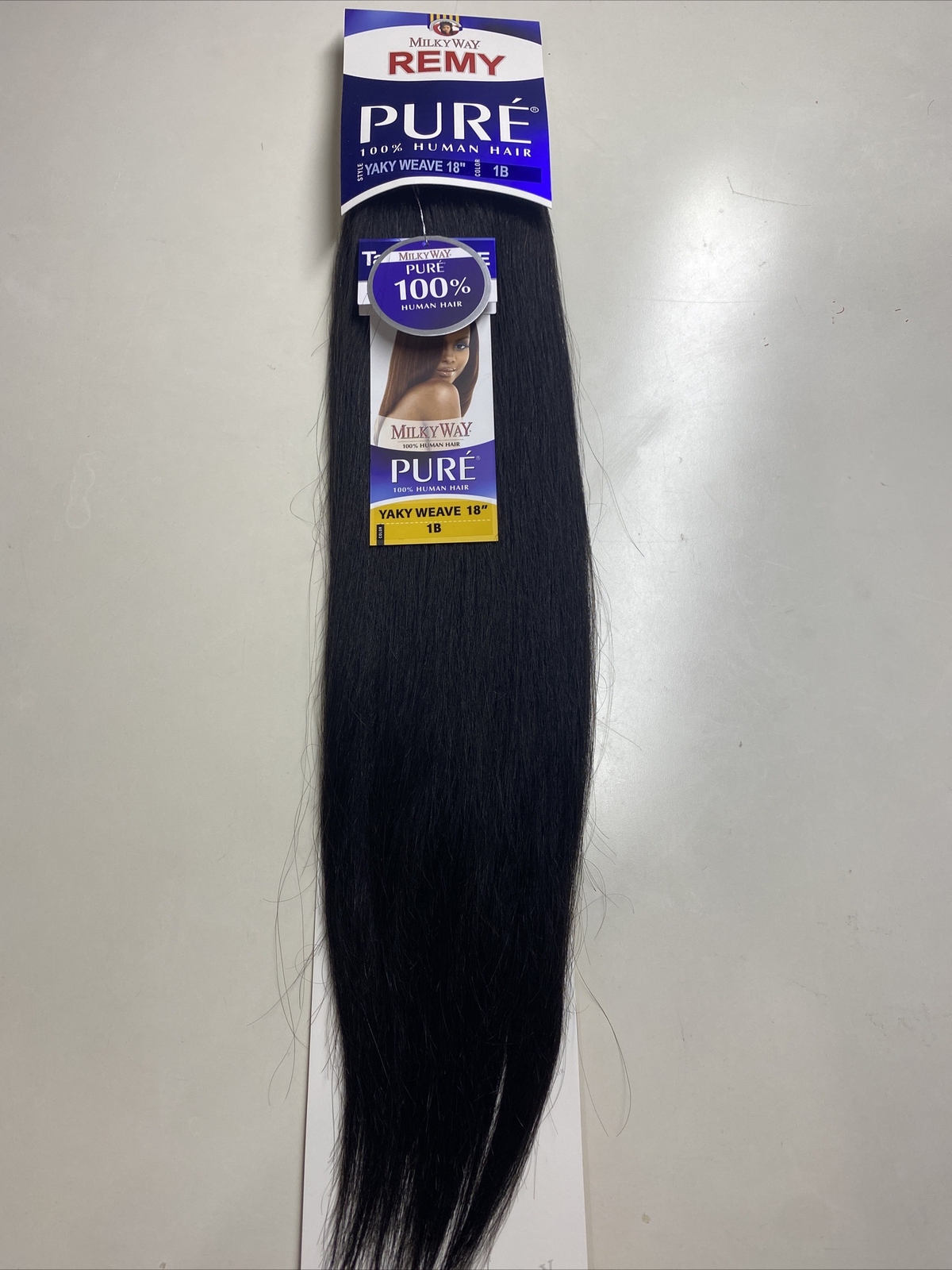 Milky Way PURE Human Hair Weave Extension Yaky_18″_#1B