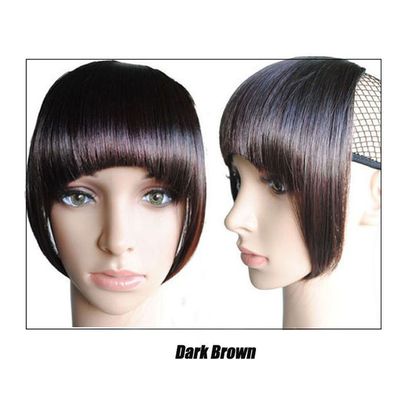 100% Real Straight Bang Clip in on Fringe Hair Extensions Humans Hairpiece ncw8