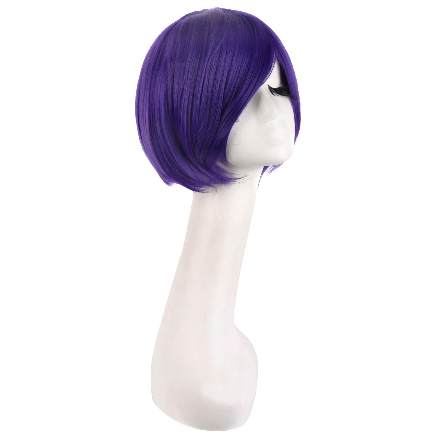 Anime Short Paragraph Wig – 30 cm Dark Purple Heat Resistant Wig for Cosplay