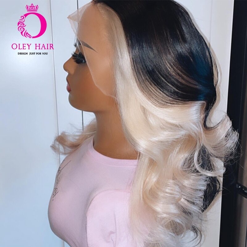 13×4 Synthetic Lace Front Preplucked Tansparent Highlight 30 Inch Body Wave Wigs