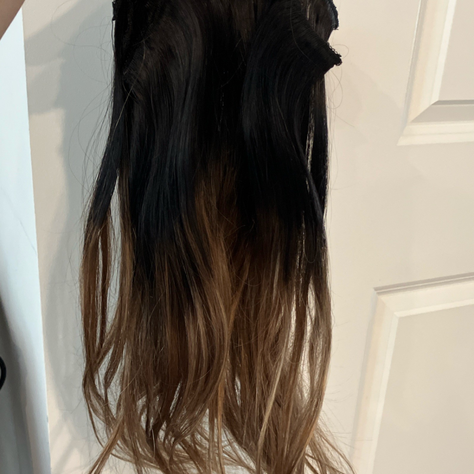 Full Shine 100% Human Hair Extensions Black Brown Ombre Hair Extension