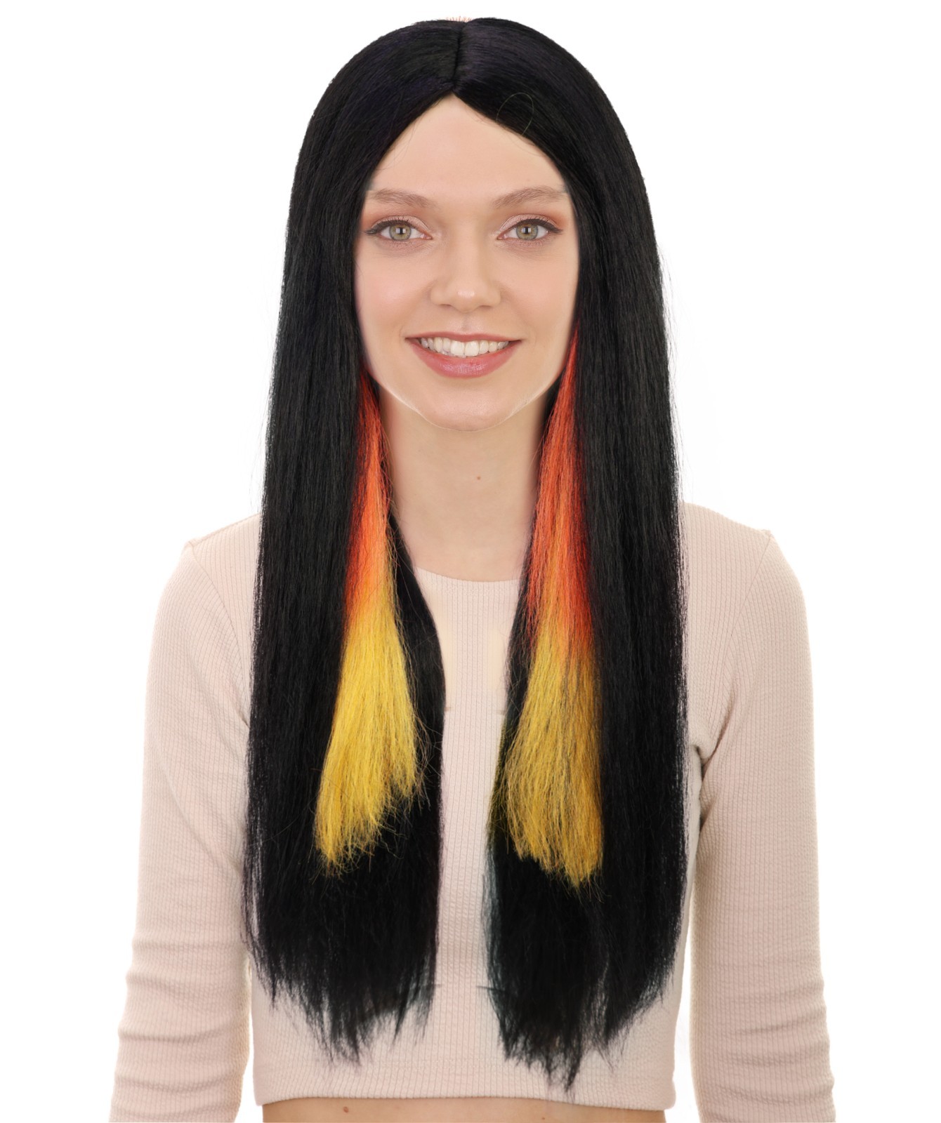 Adult Unisex Multiple Color Long Straight Wig, Bold Halloween Costume Hair