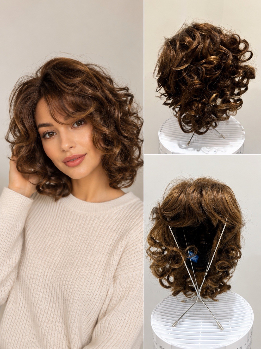 Foxy Silver Collection Women’s Brown Curly Wig Curly Texture