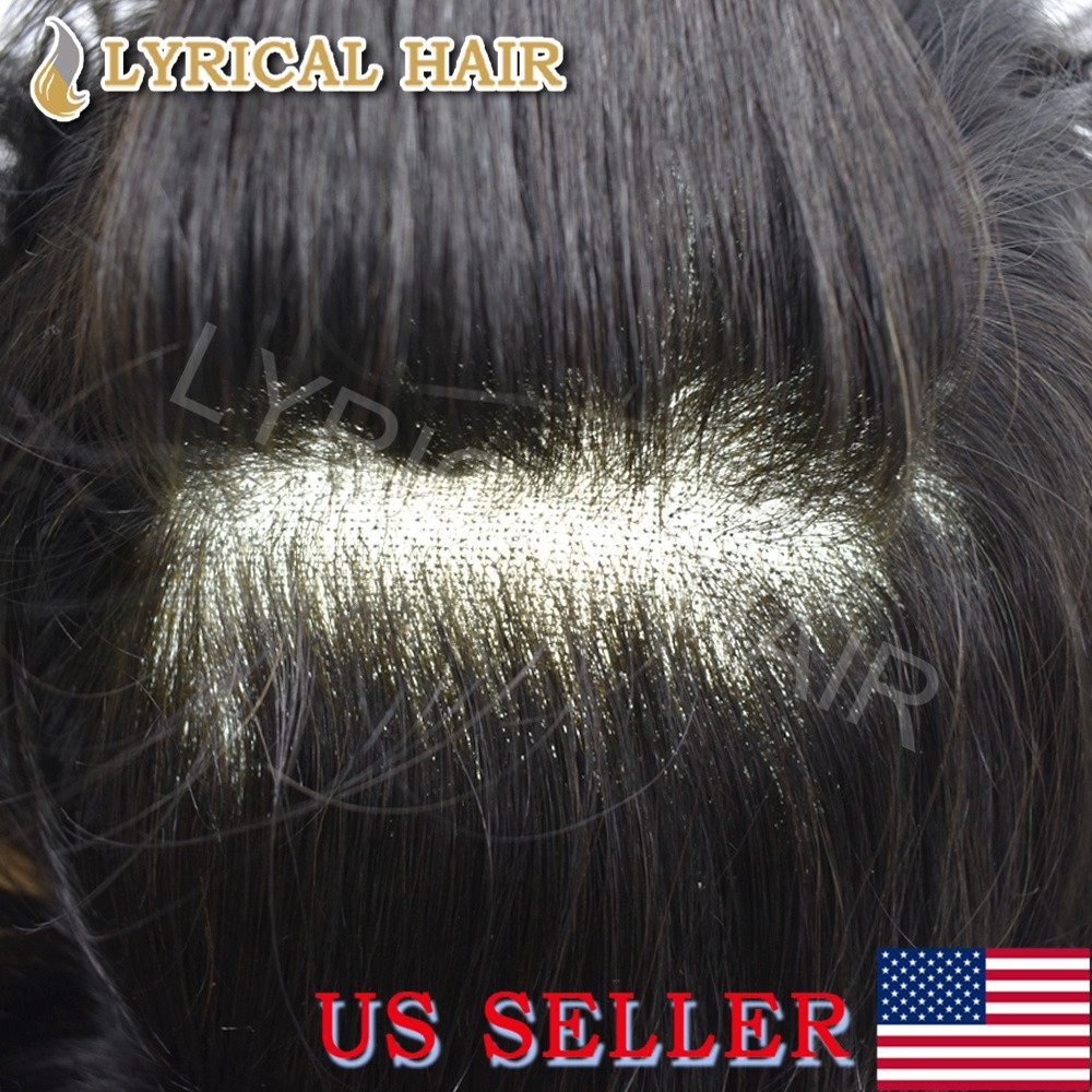 Lyrical Hair French Lace Mens Toupee Poly Coated Human Hair Replacement System