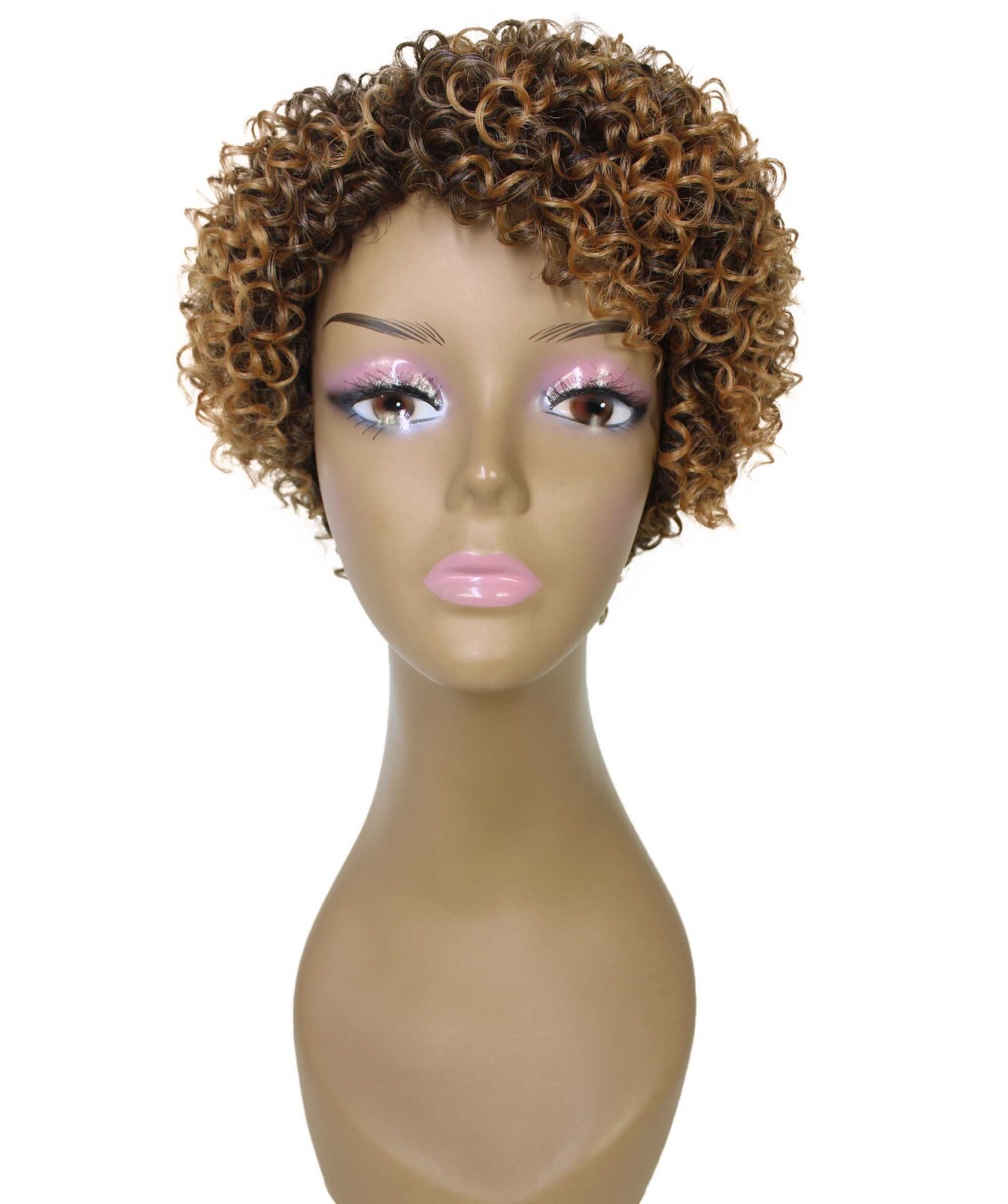 LUXLUXE Leila Curly Kinky 10 in Long Full Wig No Lace, Multiple Colors,BF-0002