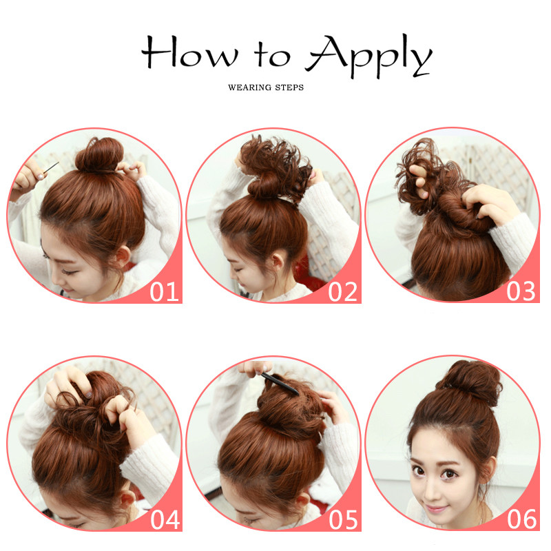 Real Natural Messy Hair Scrunchie Clip on Bun Ponytail Updo Extension Blonde Mix