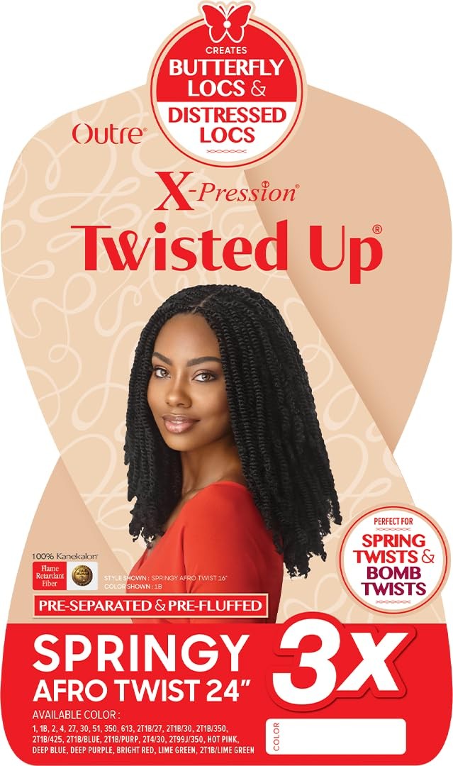 Outre Crochet Braids Twisted Up 3X Springy Afro Twist 24″ (1-pack, 1B)