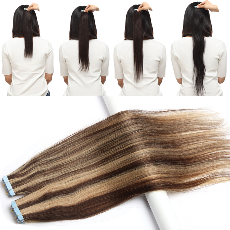 Any Color 8A Russian Super Remy Tape In Skin Weft 100% Human Hair Extensions