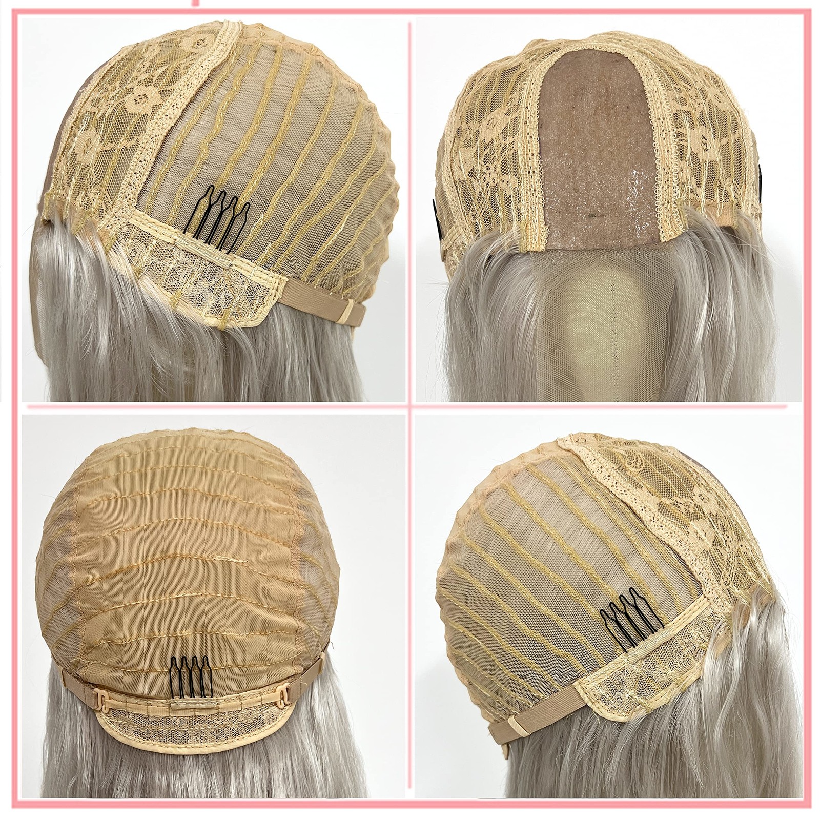 Grey Long Wavy HD Lace Front Wig Glueless Platinum Blonde Body Wave Wig 200 D…