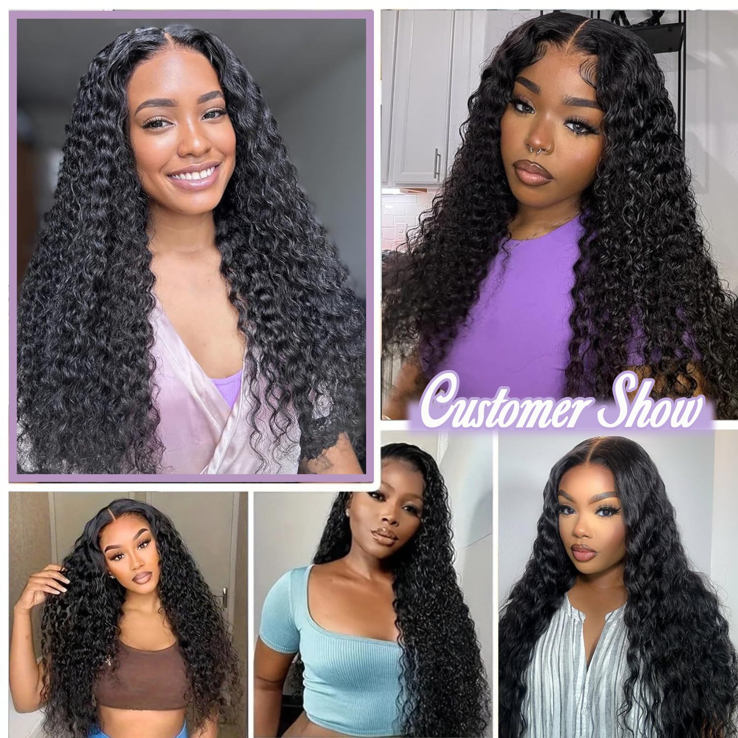 5×5 Natural Color Water Wave Transparent Lace Wigs Human Hair
