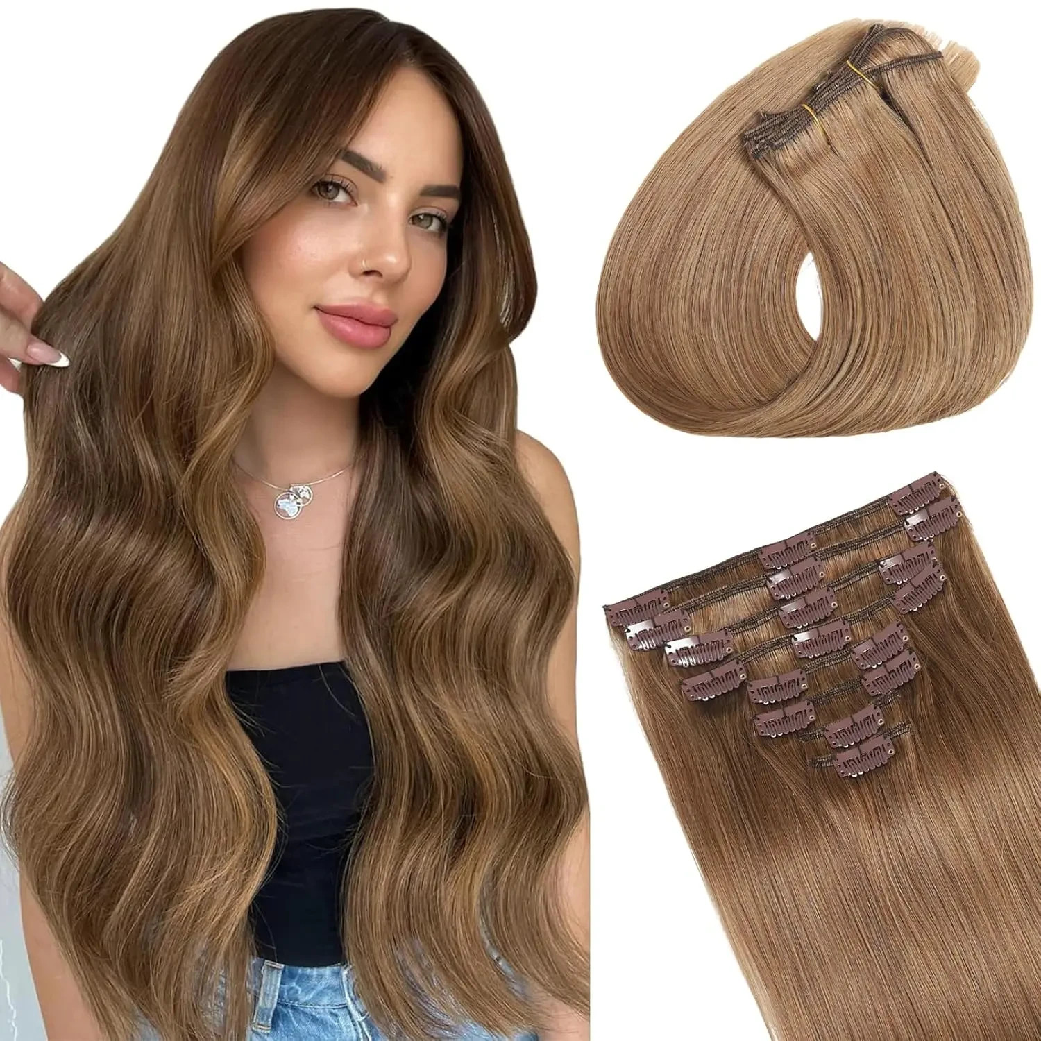 Straight Clip In Hair Extensions 120G 100% Real Human Hair 8pcs
