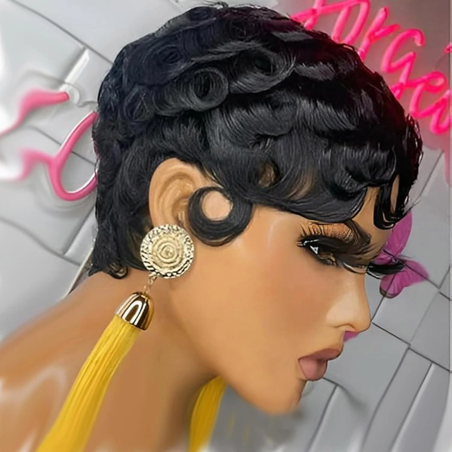 6″ Short Pixie Cut Wig Human Hair for Black Women Glueless
