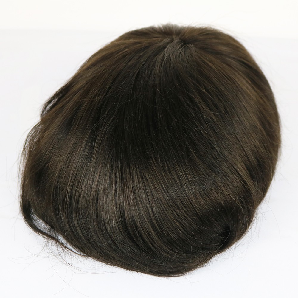 Human Hair Men Toupee Mono Base with Lace Front Hair Units Replacement System