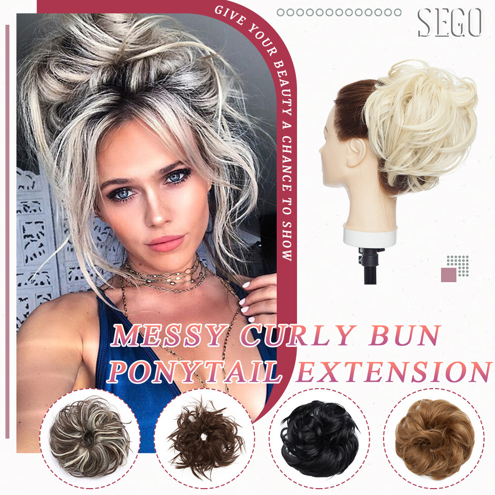 100% Real THICK Curly Chignon Messy Bun Updo Cover Wrap Hair Piece Extensions