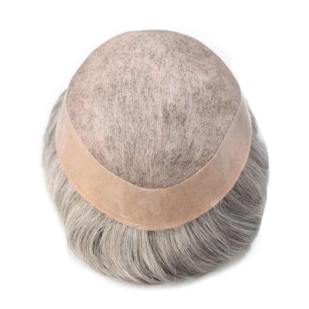 Mens Toupee Hairpiece Fine Mono Hair System Replacement Poly Skin Around Men Wig