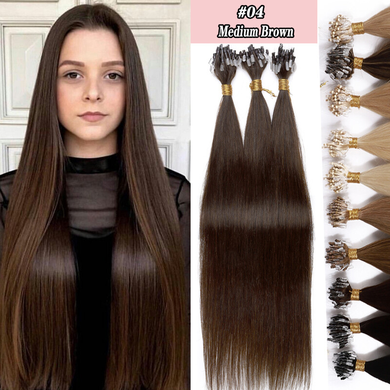 THICK Micro Loop Tips Ring Beads HUMAN HAIR Extensions Remy Full Head Black ASP